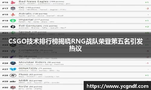 CSGO技术排行榜揭晓RNG战队荣登第五名引发热议